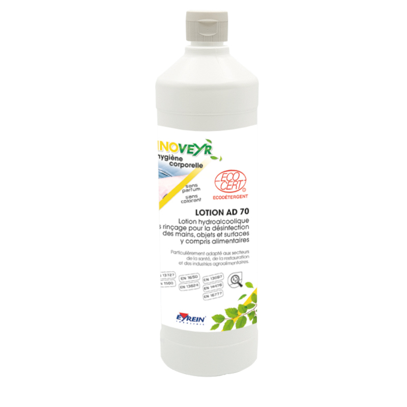 LOTION AD 70 - LOTION HYDROALCOOLIQUE - BIDON 1 L - ECOCERT